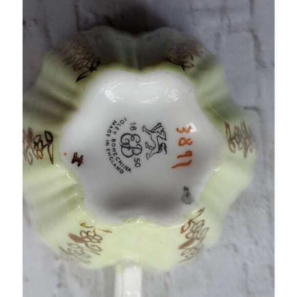 Vintage EB Foley Bone China Tea Cup and Saucer: Yellow Green Gold Floral - Picture 5 of 8